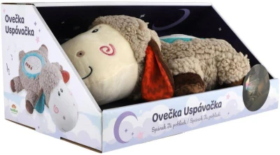PLYŠ Ovečka baby usínáček projektor na baterie pro miminko Světlo Zvuk