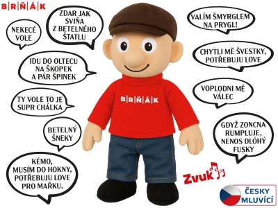 PLYŠ Panáček Brňák 32cm mluvící hantecem na baterie Zvuk CZ
