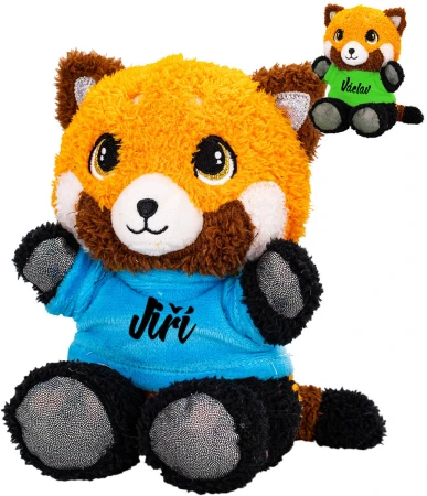 PLYŠ Panda červená v tričku se jménem 17cm 6 druhů (plyšová hračka)