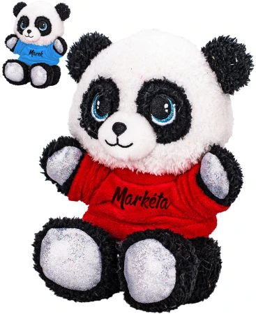 PLYŠ Panda v tričku se jménem 17cm 7 druhů (plyšová hračka)