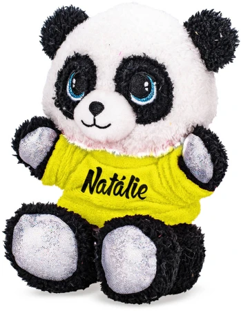 PLYŠ Panda v tričku se jménem 17cm 7 druhů (plyšová hračka)