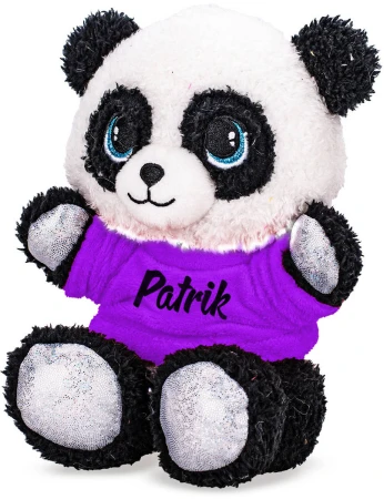 PLYŠ Panda v tričku se jménem 17cm 7 druhů (plyšová hračka)