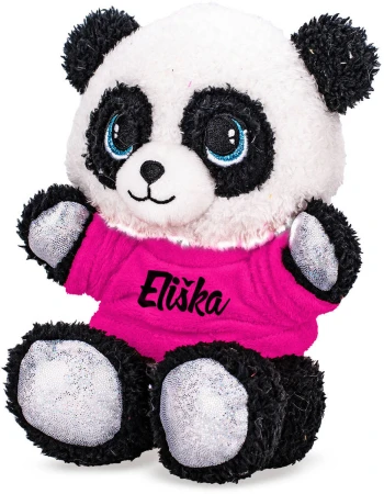 PLYŠ Panda v tričku se jménem 17cm 7 druhů (plyšová hračka)