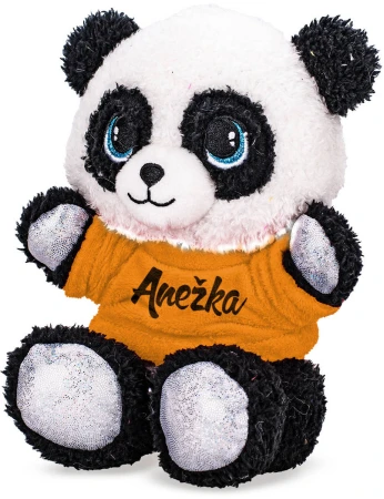 PLYŠ Panda v tričku se jménem 17cm 7 druhů (plyšová hračka)