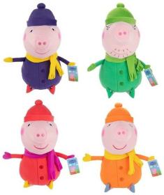 PLYŠ Peppa Pig 50cm v zimním oblečku 4 druhy (plyšová hračka)
