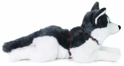 PLYŠ Pes husky s obojkem 60cm ležící Eco-Friendly (plyšová hračka)