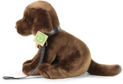 PLYŠ Pes labrador 25cm hnědý s vodítkem Eco-Friendly (plyšová hračka)