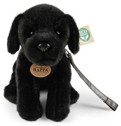 PLYŠ Pes labrador černý 25cm s vodítkem Eco-Friendly (plyšová hračka)