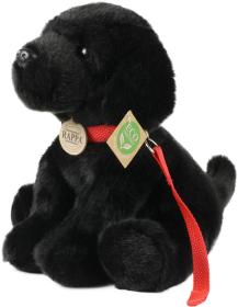 PLYŠ Pes labrador černý 28cm sedící s vodítkem Eco-Friendly (plyšová hračka)
