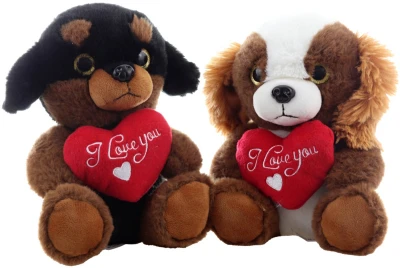 PLYŠ Pes se srdíčkem 21cm I Love You 2 druhy (plyšová hračka)