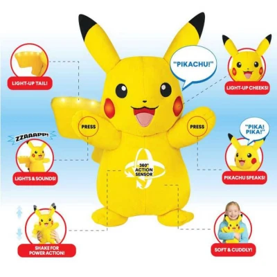 PLYŠ Pikachu interaktívny III Pokémon s funkciami na batérie Svetlo Zvuk