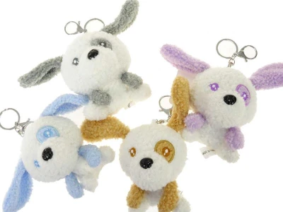 PLYŠ Přívěšek na klíče pejsek 12cm klíčenka 4 barvy PLYŠ Přívěšek na klíče pejsek 12cm klíčenka 4 barvy