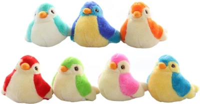 PLYŠ Ptáček 14cm na baterie Zvuk 7 barev (plyšová hračka)