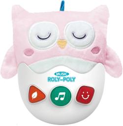 PLYŠ Roly-poly baby sova kývací pro miminko na baterie Světlo Zvuk
