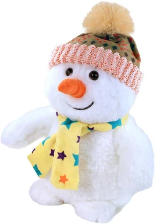 PLYŠ Sněhulák veselý 26cm s čepicí a šálou (plyšová hračka)