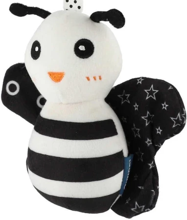 PLYŠ Zvířátko baby chrasticí závěsné 30cm kontrastní pro miminko 3 druhy