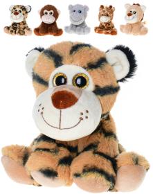 PLYŠ Zvířátko safari sedící 14cm třpytivé oči 6 druhů (plyšová hračka)