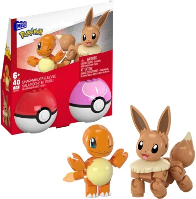 Pokémon Megablok set 2x Pokéball Eevee + Charmender stavebnice 40 dílků Pokémon Megablok set 2x Pokéball Eevee + Charmender stavebnice 40 dílků