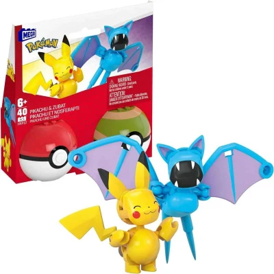 Pokémon Megablok set 2x Pokéball Pikachu + Zubat stavebnice 40 dílků Pokémon Megablok set 2x Pokéball Pikachu + Zubat stavebnice 40 dílků