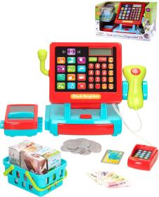 Pokladna dětská dotyková set s penězi a doplňky na baterie Světlo Zvuk