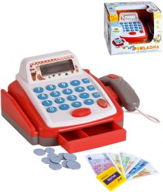 Pokladna dětská registrační kasa digitální set s penězi na baterie Světlo Zvuk