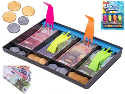 Pokladňa herný set EURO bankovky a mince detské peniaze Pokladňa herný set EURO bankovky a mince detské peniaze