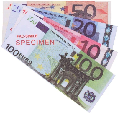 Pokladna herní set EURO bankovky a mince dětské peníze