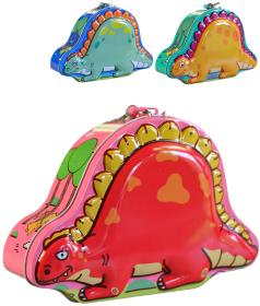 Pokladnička dinosaurus dětská kasička se zámkem a klíčky 3 druhy kov Pokladnička dinosaurus dětská kasička se zámkem a klíčky 3 druhy kov