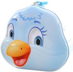 Pokladnička kuřátko set se 2 klíčky plechová kasička kov 3 barvy