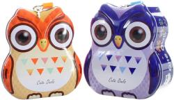 Pokladnička sovička set se 2 klíčky plechová kasička kov 3 barvy