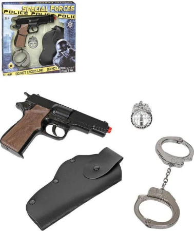 Policejní kovová sada specální jednotky s pistolí kapslovkou na 8 ran
