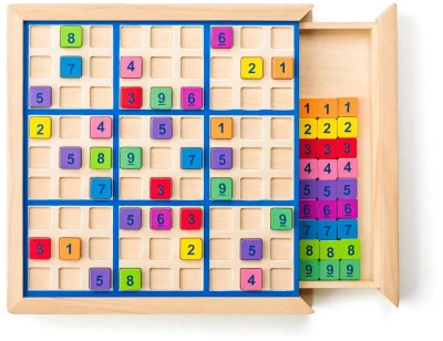 POPULAR DŘEVO Hra Sudoku stolní logická (dřevěná hračka)