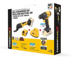 Powerplus Sada POWXBBOX10 - Aku vrtačka + multifunkční bruska 20 V, 4 Ah