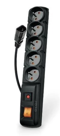 PremiumCord Acar F5 IEC 1.5m kabel, 5 zásuvek, přepěťová ochrana, C14 do UPS, černý PremiumCord Acar F5 IEC 1.5m kabel, 5 zásuvek, přepěťová ochrana, C14 do UPS, černý
