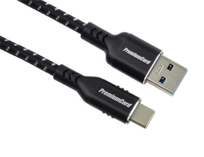 PremiumCord kabel USB-C - USB 3.0 A (USB 3.2 generation 1, 3A, 5Gbit/s) bavlněný oplet a hliníkové konektory 1m PremiumCord kabel USB-C - USB 3.0 A (USB 3.2 generation 1, 3A, 5Gbit/s) bavlněný oplet a hliníkové konektory 1m