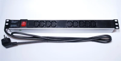 PremiumCord Panel napájecí do 19" racku 1U, 9xIEC (C13), 2m kabel,vypínač