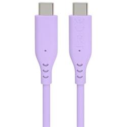 PremiumCord Silikonový kabel s konektory USB-C 60W 480Mbps fialový extra měkký 1,5m