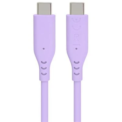 PremiumCord Silikonový kabel s konektory USB-C 60W 480Mbps fialový extra měkký 1,5m