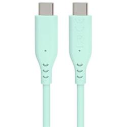 PremiumCord Silikonový kabel s konektory USB-C 60W 480Mbps tyrkysový extra měkký 1,5m