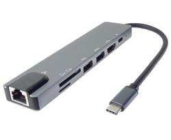 PremiumCord USB-C na HDMI + USB3.0 + USB2.0 + PD + SD/TF + RJ45 adaptér PremiumCord USB-C na HDMI + USB3.0 + USB2.0 + PD + SD/TF + RJ45 adaptér