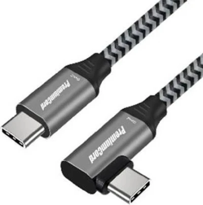 PremiumCord USB-C zahnutý kabel ( USB 3.2 GEN 2x2, 5A, 100W, 20Gbit/s ) 0,5m hliníkové krytky konektorů, bavlněný oplet PremiumCord USB-C zahnutý kabel ( USB 3.2 GEN 2x2, 5A, 100W, 20Gbit/s ) 0,5m hliníkové krytky konektorů, bavlněný oplet