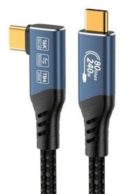 PremiumCord USB4™ Version2.0 80Gbps 16K@60Hz 240W Thunderbolt 3 a 4 kabel zahnutý 0,8m PremiumCord USB4™ Version2.0 80Gbps 16K@60Hz 240W Thunderbolt 3 a 4 kabel zahnutý 0,8m