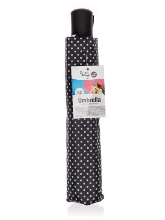 PRETTY UP Deštník 52cm skládací ČER s puntíky