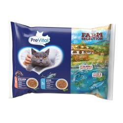Prevital Farm Selection kočka losos a treska v omáčce, kapsa 85 g (4 pack) (bal. 15 ks) Prevital Farm Selection kočka losos a treska v omáčce, kapsa 85 g (4 pack) (bal. 15 ks)