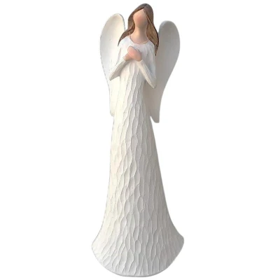 Prodex Anděl bílý s hnědými vlasy 15 cm polystonová dekorace