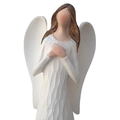 Prodex Anděl bílý s hnědými vlasy 15 cm polystonová dekorace