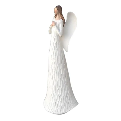 Prodex Anděl bílý s hnědými vlasy 15 cm polystonová dekorace