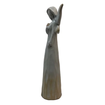 Prodex Anděl s růží béžová keramika design dřevo 40 cm