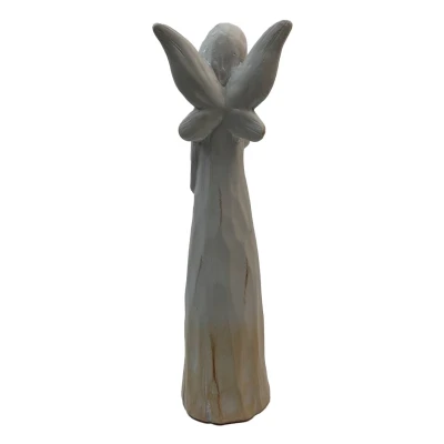 Prodex Anděl s růží béžová keramika design dřevo 40 cm