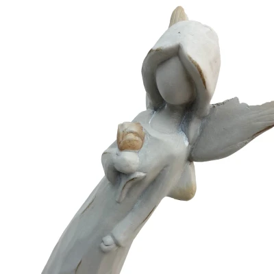 Prodex Anděl s růží béžová keramika design dřevo 40 cm